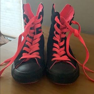Converse black leather high tops - youth size 4